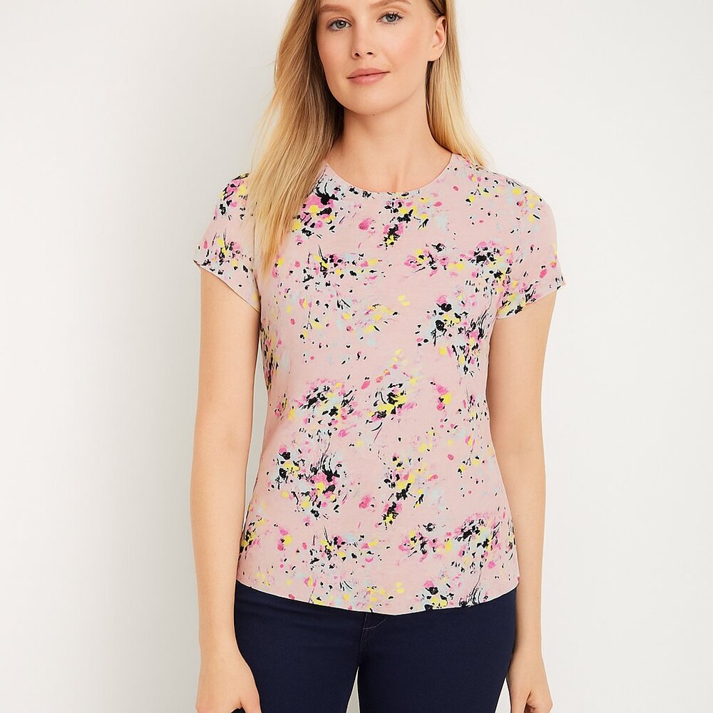 NWT White House Black Market Short Sleeve Crew Foundation Tee Sepia Rose #WHBM34